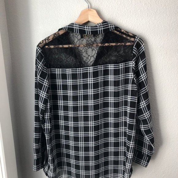 The Kooples Damier Lace Plaid Blouse - Picture 3 of 5